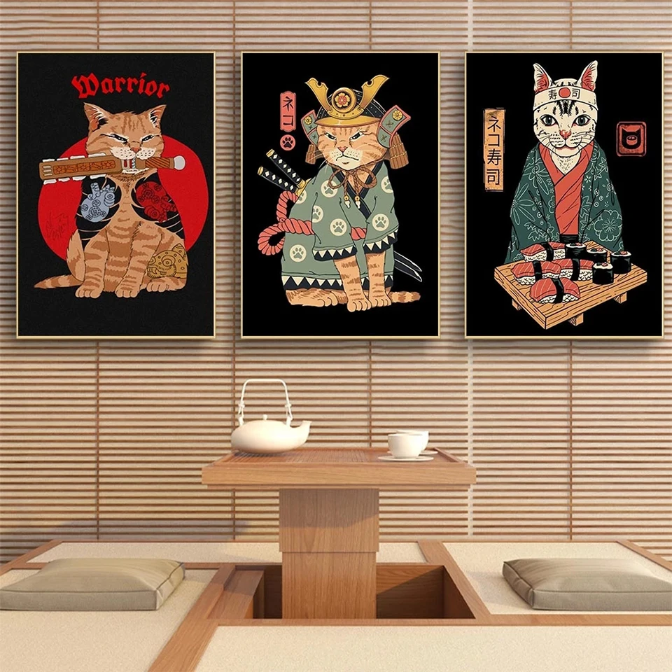 DIY 5D Diamond Painting Japanese style funny sushi cat Full Square Drill diamond Embroidery Mosaic Handmade Gift Home Decor