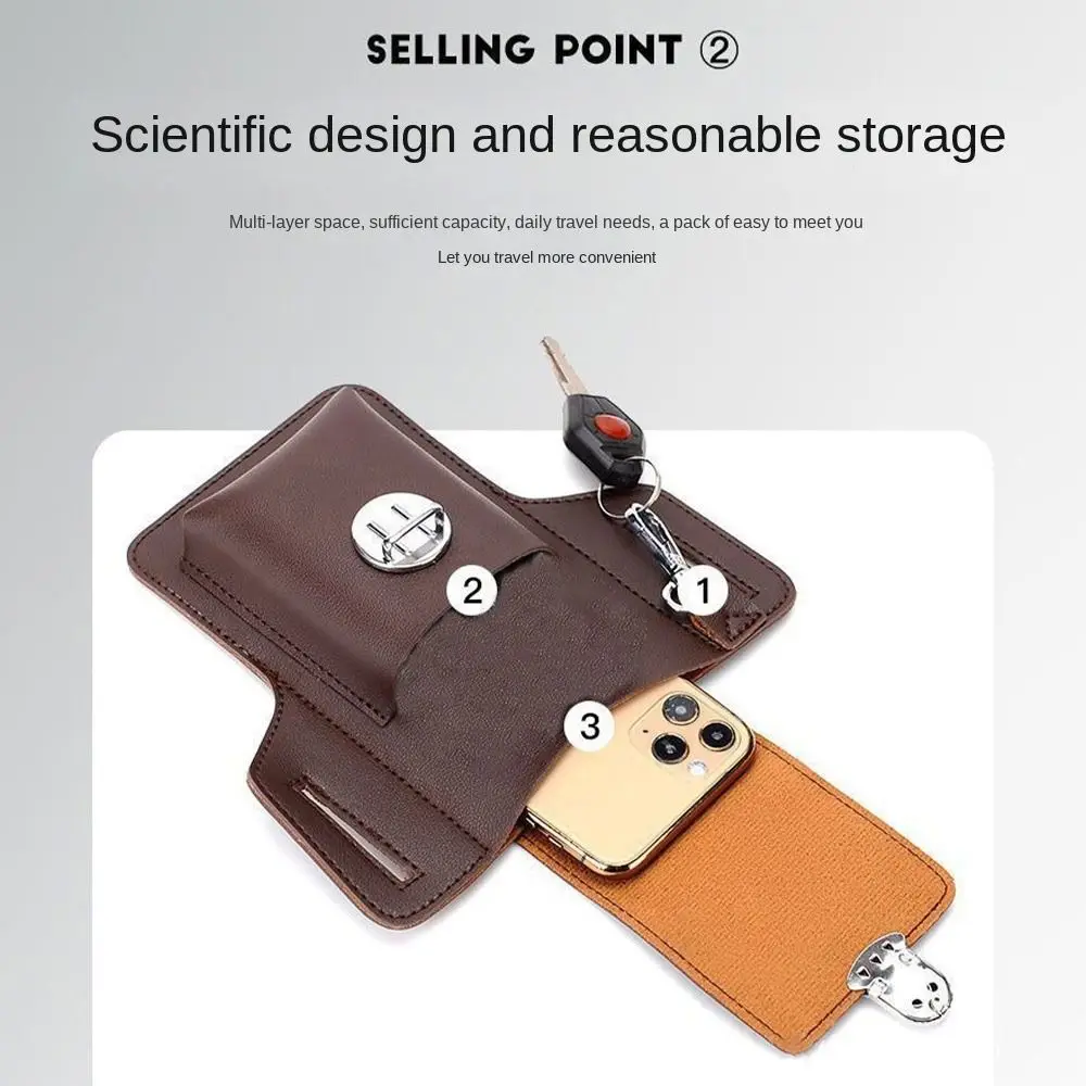 

New Multifunctional Belt Waist Bag Portable PU Card Bag Solid Color Travel Casual Phone Bags Outdoor Sports Bag