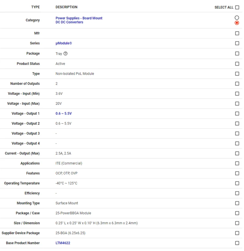 1~5PCS New Original  LTM4622IY#PBF  LTM4622IY  Non-Isolated PoL Module DC DC Converter 2 Output 0.6 ~ 5.5V 0.6 ~ 5.5V 2.5A,