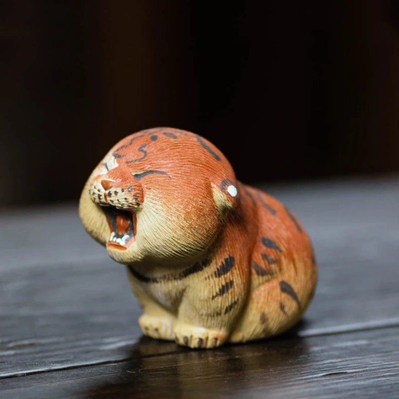 

1pc Purple Clay Tea Pet Tiger Ornament Zodiac Handmade Cute Tiger Tea Toy Accessories Can Be Nourished