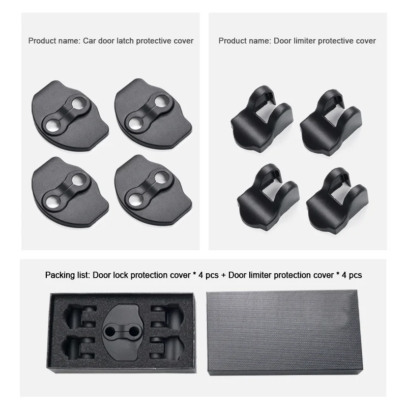 Dla Tesla Model 3 Model Y 2016-2023, klamra zamka drzwi pokrywa zatrzasku ochronna ABS osłona amortyzująca akcesoria zapobiegające haftowi