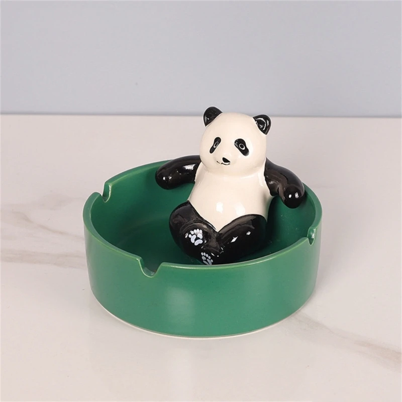 Multipurposes Ashtray Indoor Panda Cigarette Ashs Tray Ceramics Ashtray Decors