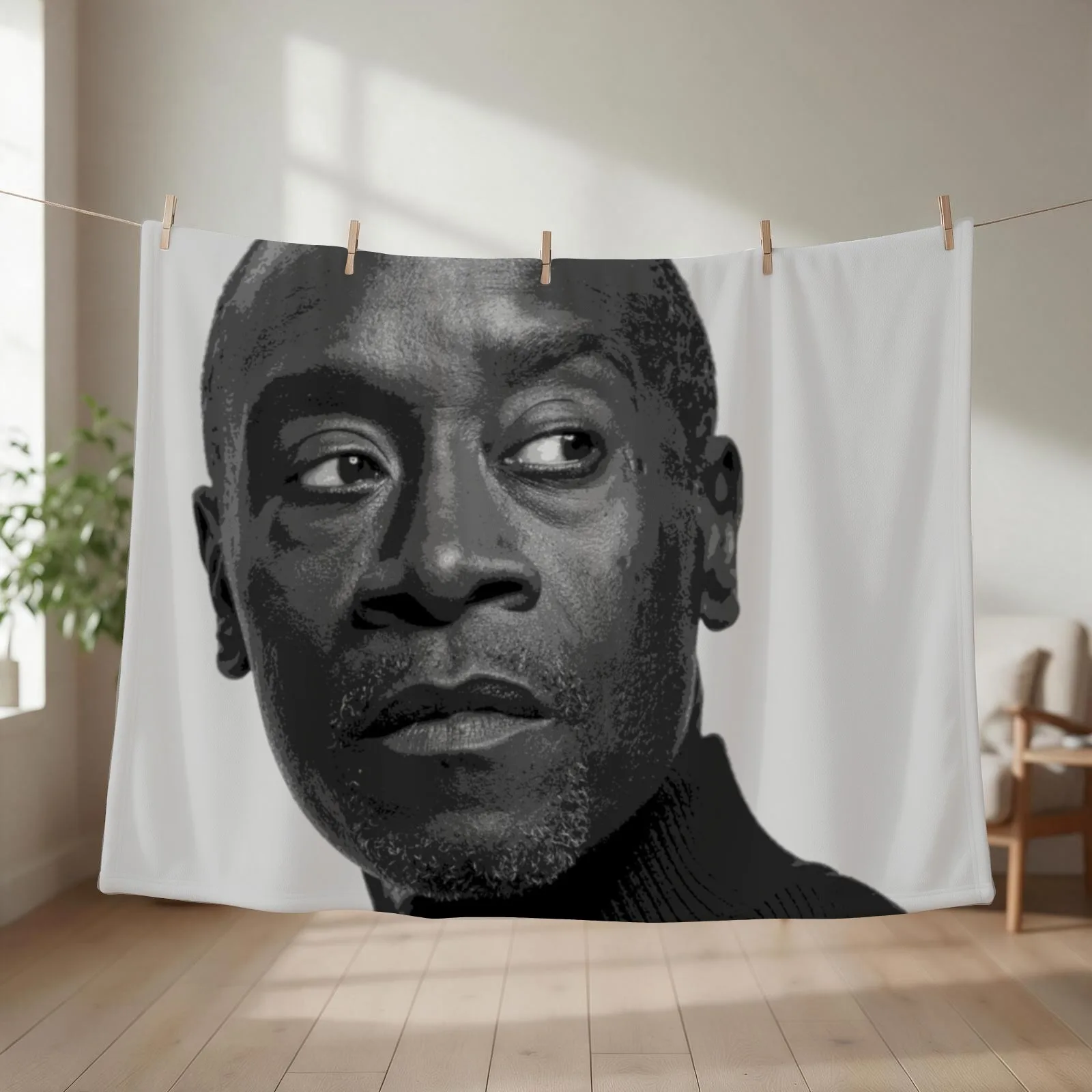 Don Cheadle Pop Art Portrait Throw Blanket couch cozy soft plush fuzzy picnic outdoor blanket