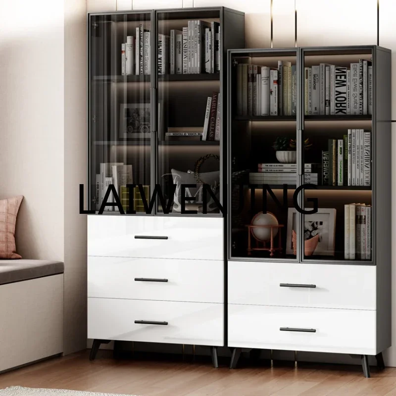 Italian door with pump combination bookcase tempered glass door living room display custom figure cabinet