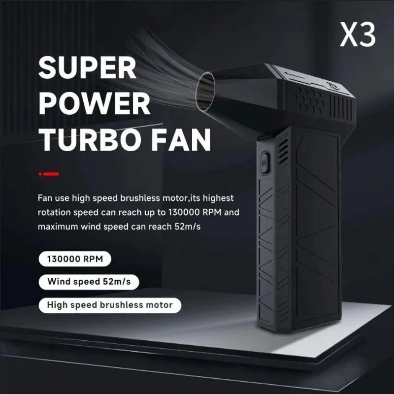 X3 130000RPM Mini Turbo Jet Fan 52m/s Wind Speed Industrial Duct Powerful Blower For Violent Dust Elimination Cleaning