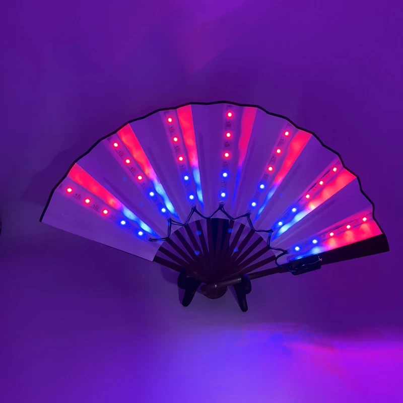 10/13 Zoll Leuchtender Handfaltfächer Hochzeitsgeschenke Fächer mit LED-Lichtern Verschiedene Stile Leuchtende Festival-Fächer Bar-Requisiten – Detail 22