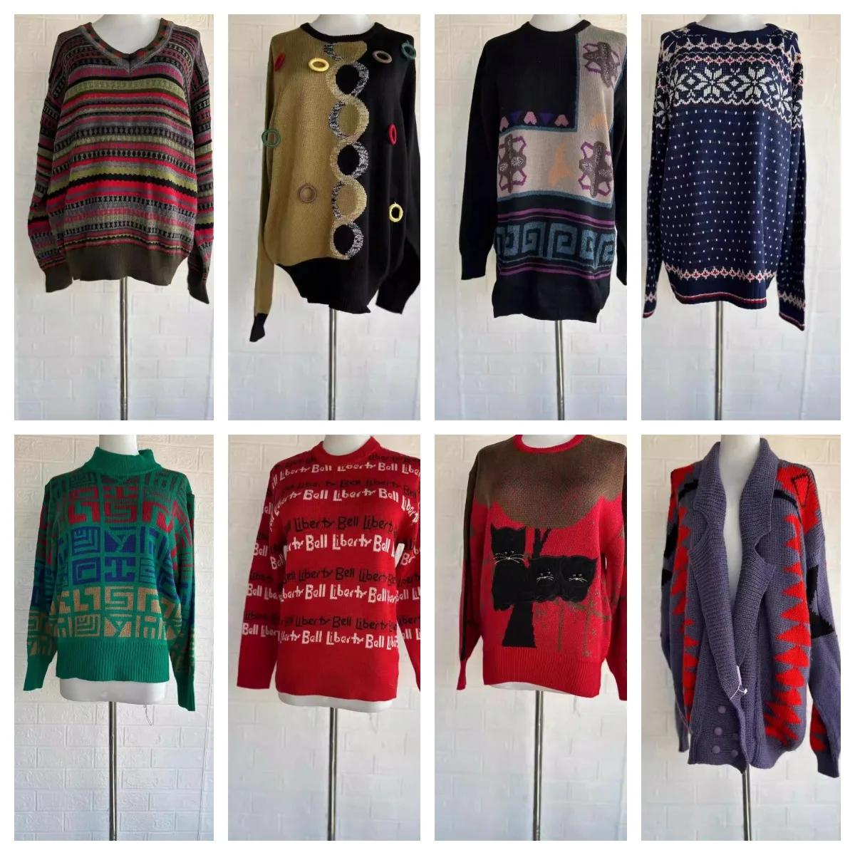 

Autumn Winter Vintage n Sle Turtlene Knitwear Twisted Ethnic Nordic Fair Isle Pattern Loose Fit Long Sve Women'...