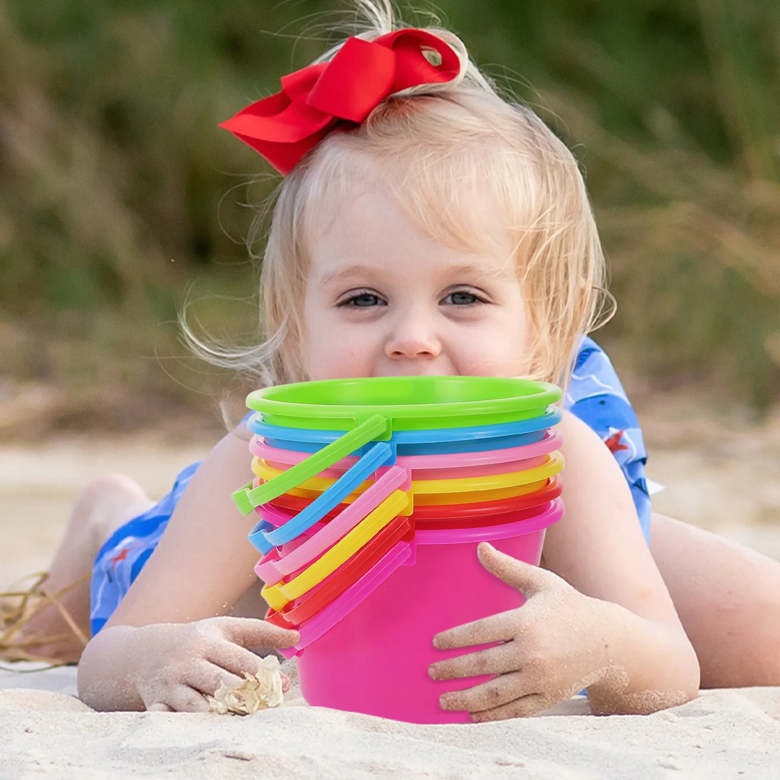 Petit seau de sable pour enfants, 6 pièces, léger, poignée antidérapante, pour plage, parc, arrière-cour, jeu de sable et utilisation en extérieur