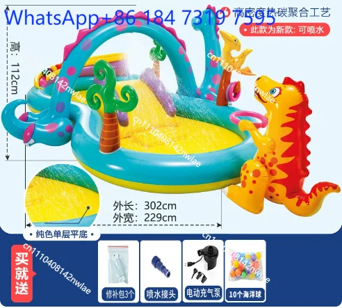 Inflatable Slide Pool Water Spray Bouncy Castle Outdoor Family Play Center