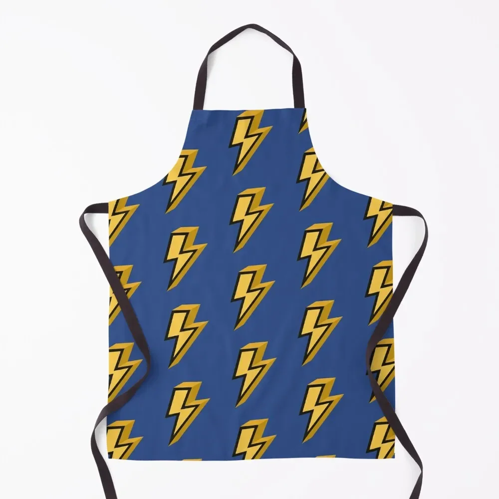 Mustard Yellow Lightning Bolt on Blue Apron Trim Cloth kitchen and home Apron