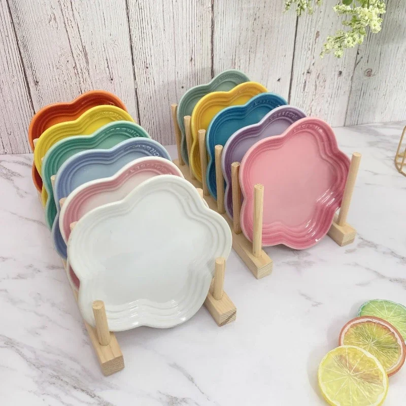 Plum Blossom Small Plate 14cm Sauce Plates French Cool Cake Color Dish Gradual Spit Bone Dishs Tableware Ceramic Dessert