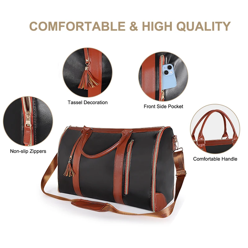 2024 Women\'s Travel Bag Foldable Large Capacity PU Leather Women Travel Duffle Bags Portable Causual Bussiness Luggage Tote Bags