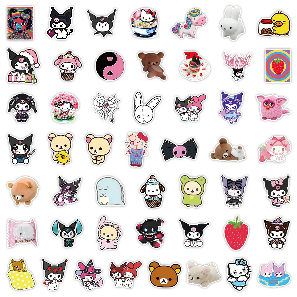 Paquete de pegatinas de Sanrio para niños, calcomanías impermeables de Hello Kitty, Kuromi, My Melody, Pompón, Cinnamoroll, 10/30/50 piezas