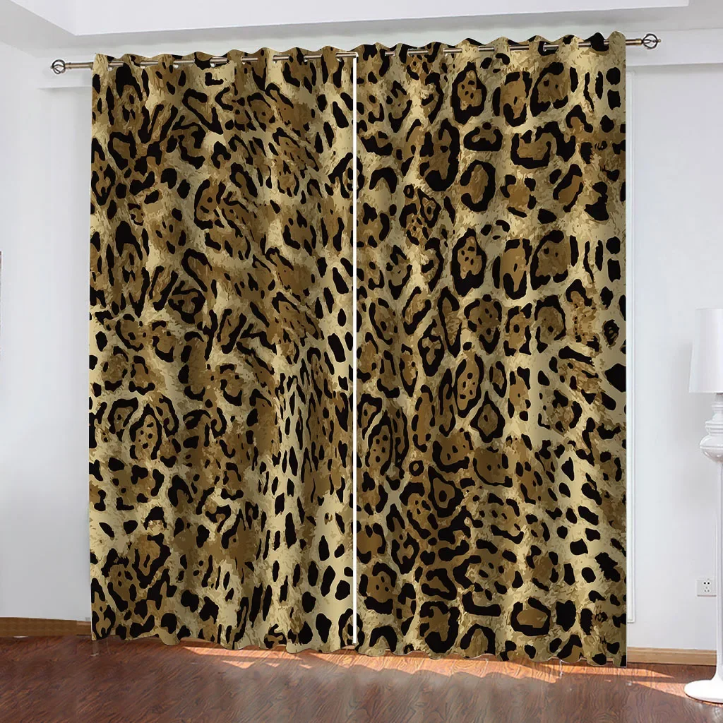 

HUANZHUANG Room Curtain Animal Leopard 3D Digital Printing Minimalist Style Curtains Luxury Living Room Bedroom Window Decor