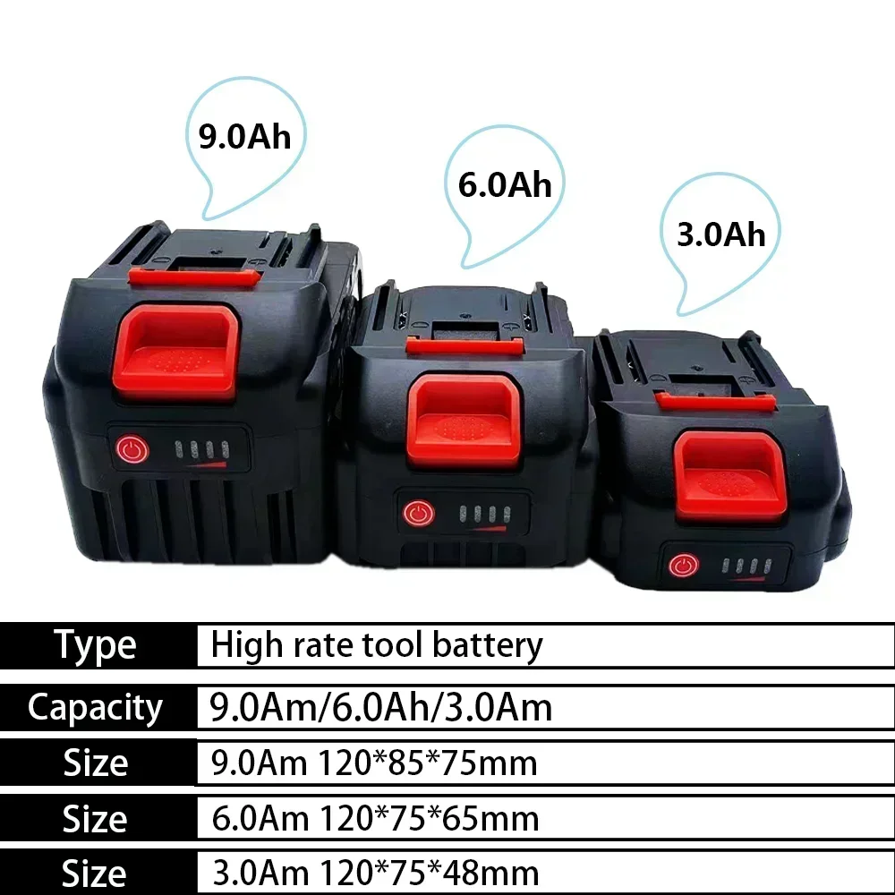 21V Rechargeable Battery 3000mAh 6000mAh 9000mAh Lithium Ion Battery For Makita Electric Power Tool Battery EU Plug