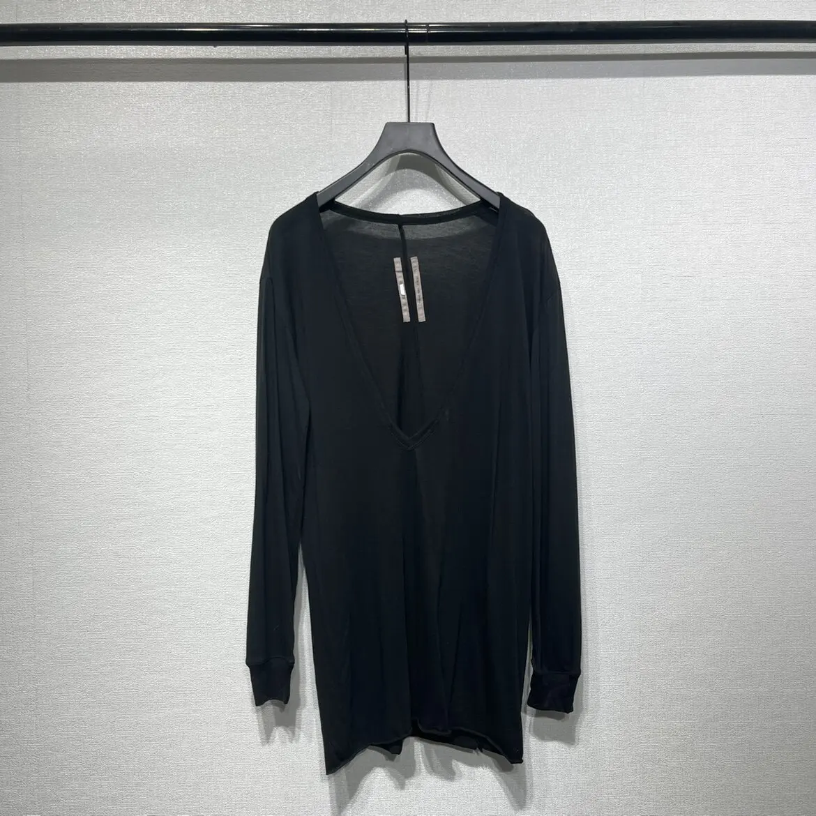 Unisex RO Dark Style Loose Long Sleeve T-Shirt, Deep V-Neck, Thin Casual Outer Layer, Mid-Length Fall Top