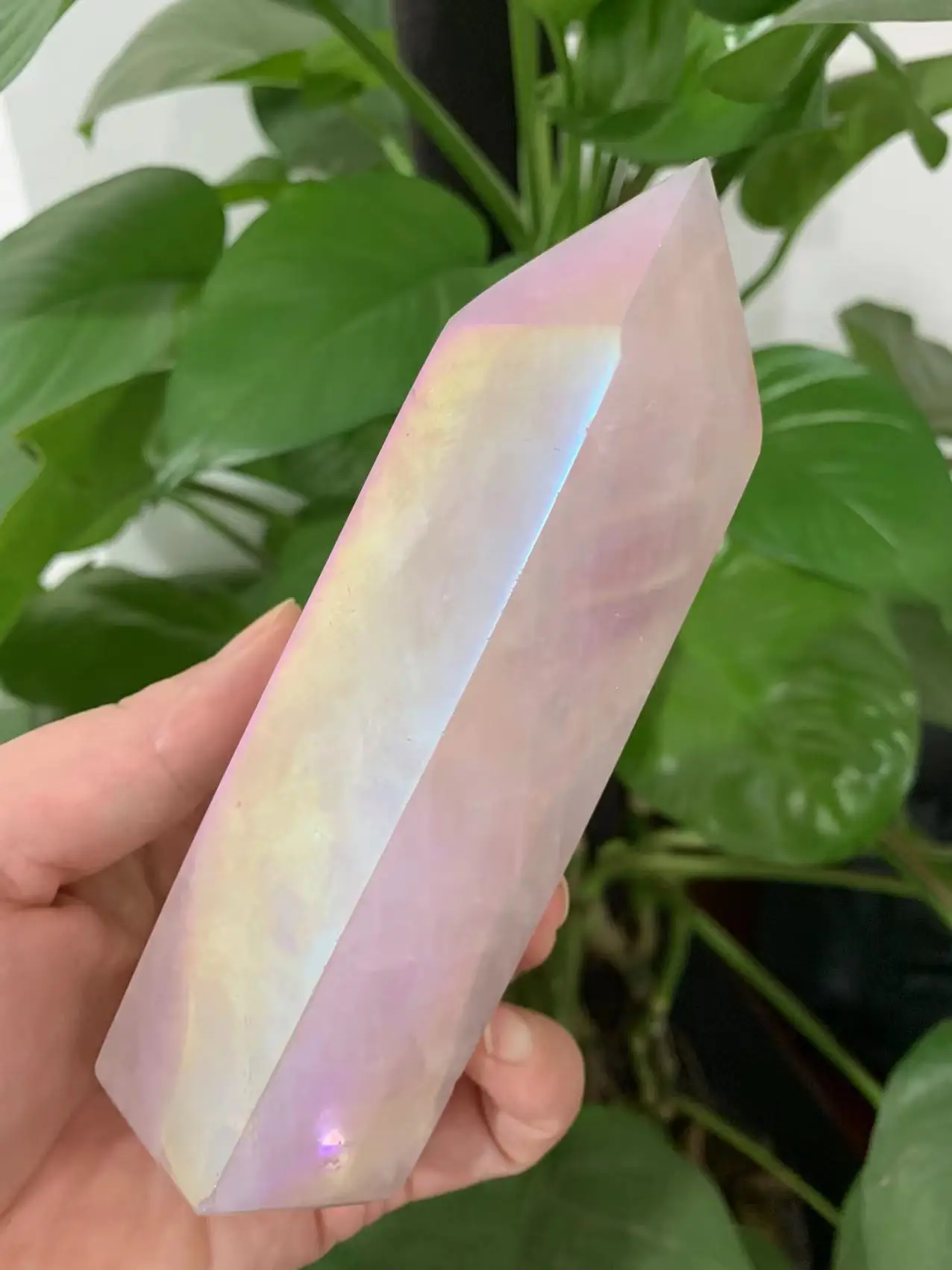 

Natural Rose Quartz Crystal Dot Pink Halo Wand Healing Stone Meditation Home Decoration Reiki Polished Stone Chakra Energy Tower