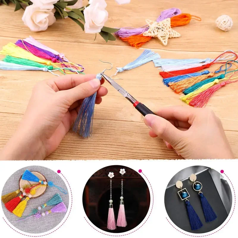 100Pcs 13cm Tassels Bookmark Tassels Silky Handmade Soft Craft Mini Tassels with Loops for Bookmarks DIY Crafts Jewelry Making