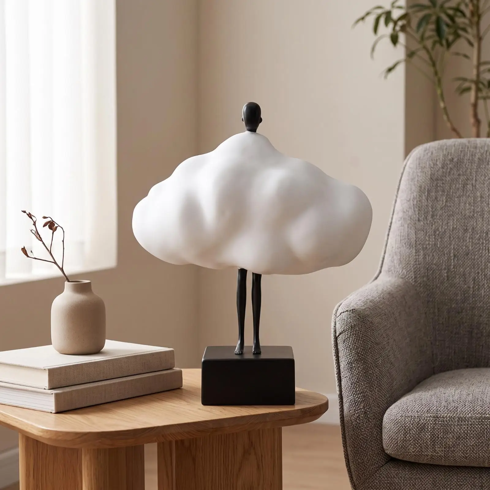 Cloud Figurine Minimalist Tabletop Sculpture Matte for Living Room, Minimalists