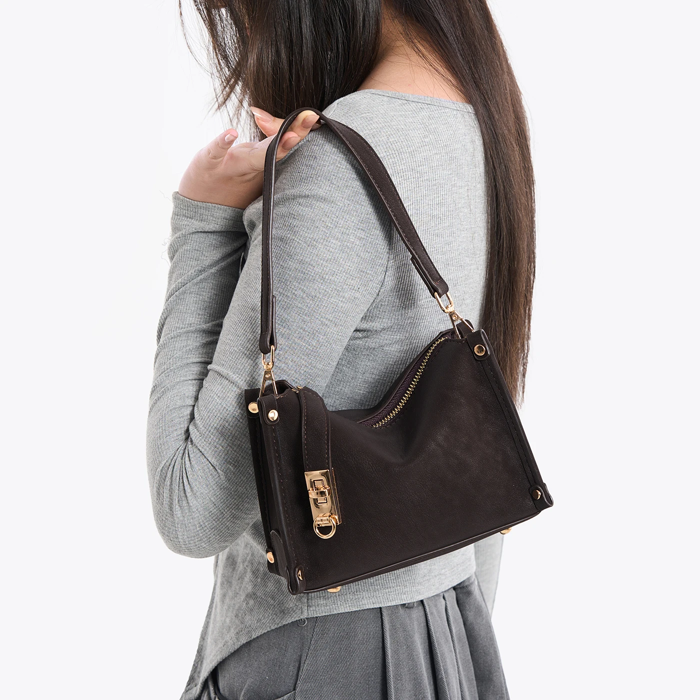 

Vintage Velvet Soft Box Lock Shoulder Crossbody Bag Simple Winter 2026 Fashion Casual Handbag Underarm Trendy Clutch