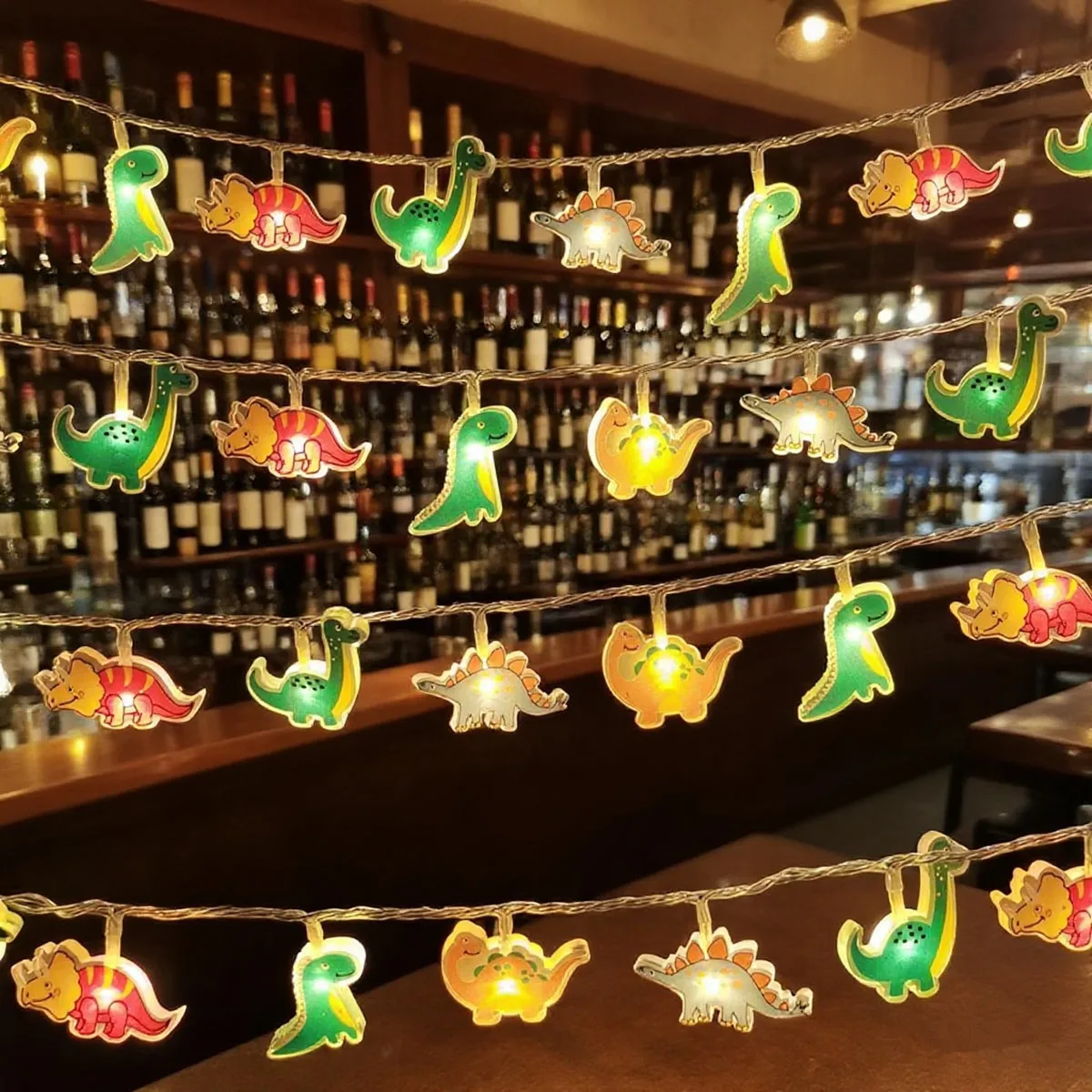 Cute Dinosaur Themed LED String Lights, Cartoon Dino Fairy Lights for Boys Girls Nursery Bedroom Birthday Party Decor