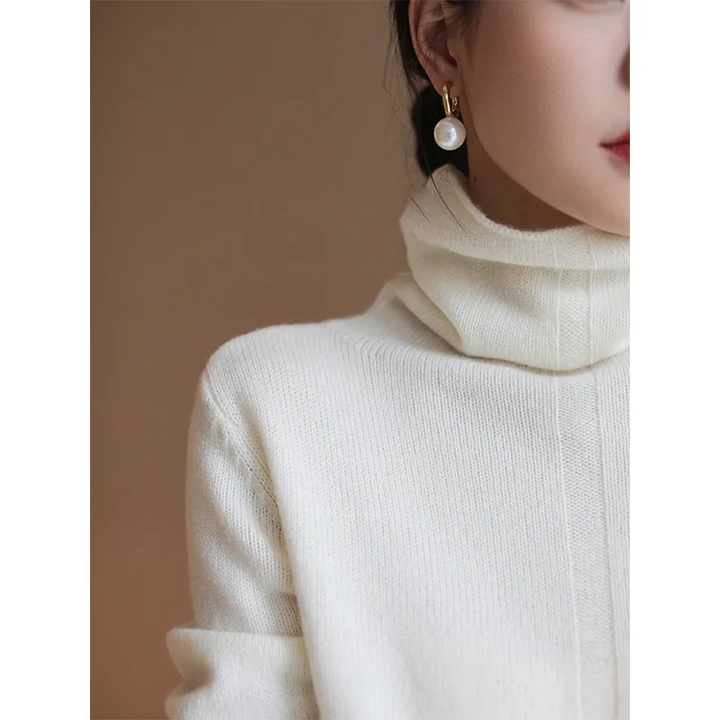 Match with Coat Socialite Adult Lady like Woman Woolen Skirt Base Pile Knitted Dress Female White High Collar