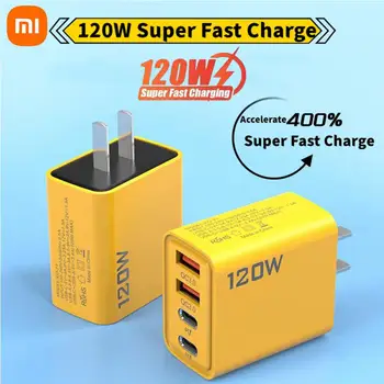 샤오미 120W USB 고속 충전 고속 충전기, QC 3.0 휴대폰 6A USB C 타입 케이블 어댑터, 아이폰, 화웨이, 삼성용 