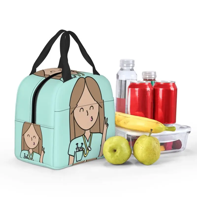 Enfermera En Apuros Doctor Nurse Medical Insulated Lunch Bag for Women Portable Thermal Cooler Lunch Box Office Picnic Travel