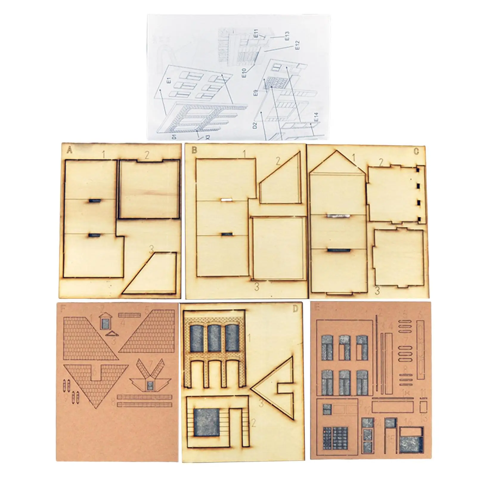 1/87 Gebäudemodellbausätze, handgefertigt für Miniatur-Szenenlayout, Sandtischdekoration