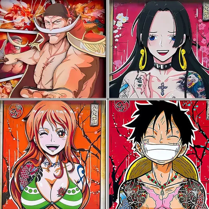 One Piece Anime 5D Full Round Drill Diamond Painting Plum Mosaic Embroidery Art Home Wall Decor DIY Craft