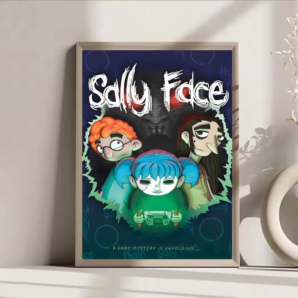 الرعب سر لعبة S-سالي F-الوجه ملصق فني ذاتية اللصق الفن ورق مقاوم للماء ملصق مقهى بار غرفة جدار ديكور #6