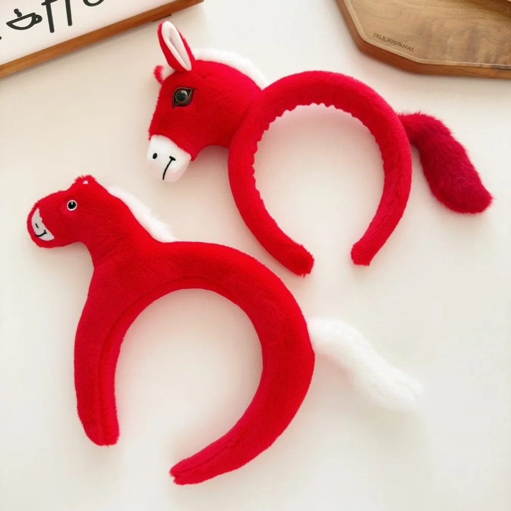 Style chinois mascotte bandeau dessin animé cheval cheveux cerceau nouvel an doux poney casque pour Costume fête unisexe coiffure
