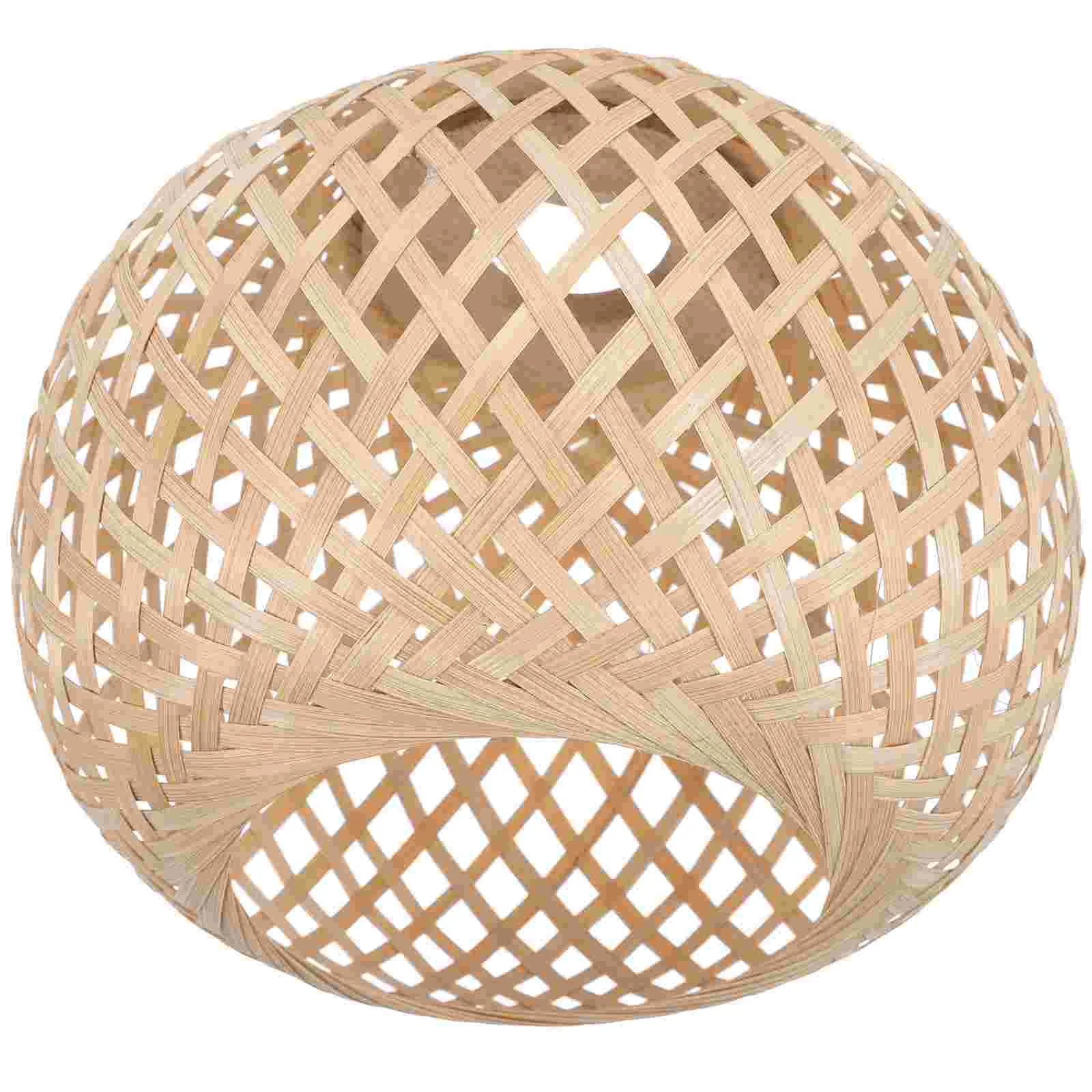 Woven Bamboo Lampshade Light Bulb Cage Guard Rattan Basket Chandelier Lamp Shade Light Cover