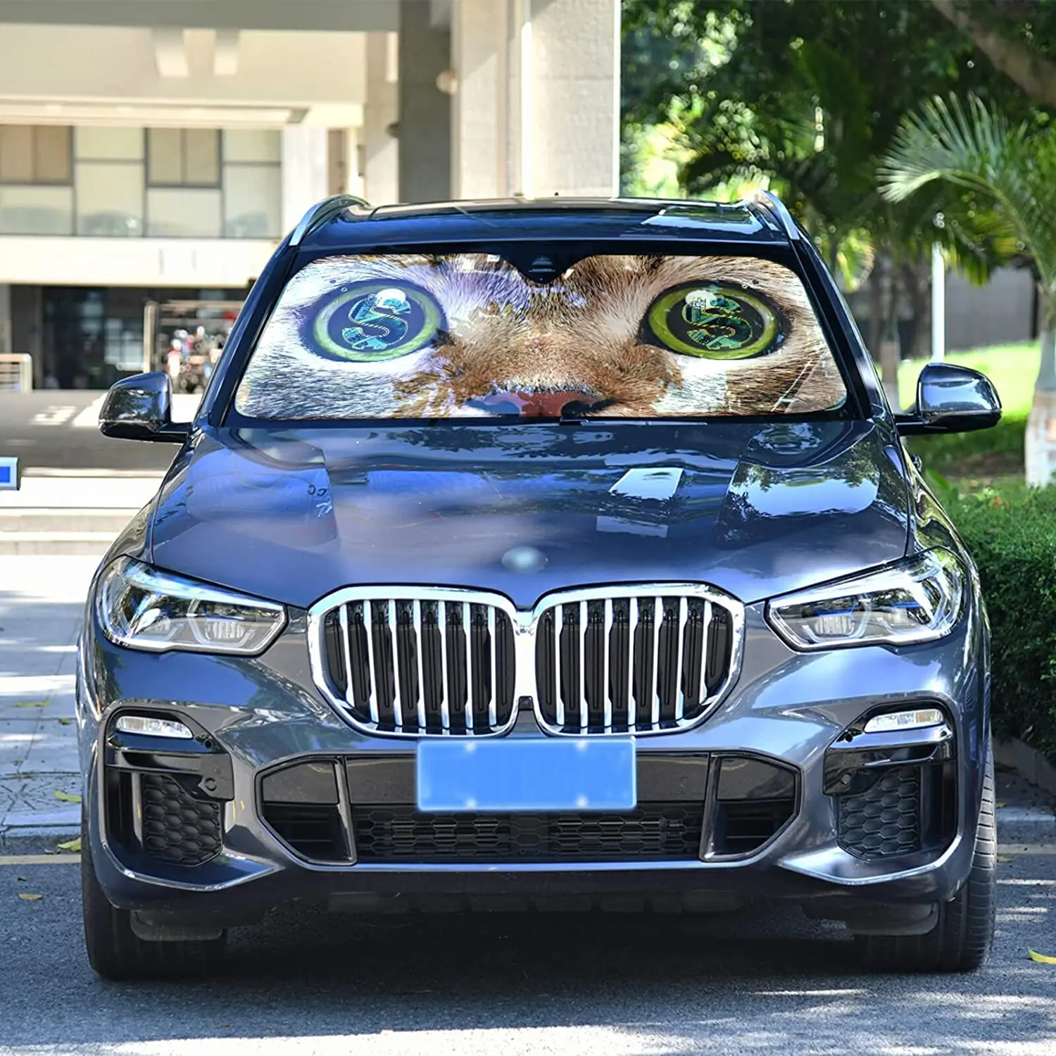 Funny Cat Eyes Car Sun Shade Cute Kitty Animal Windshield Sun Shield UV Ray Protection Foldable Sun Visor for Front Window