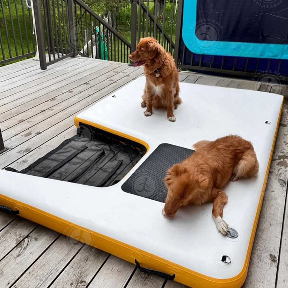 Custom Inflatable Dog Ramp And Float 2 In 1 Combo Durable Water Floating Lounge For Pets, Boats, Pools & Lakes