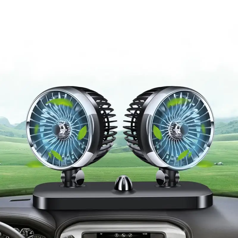 Double Head Car Fan 180-Degree Rotate Multi-angle Vehicle Fan 12v/24v USB Quiet Vehicle Cooling Fan Rechargeable For Truck Dash