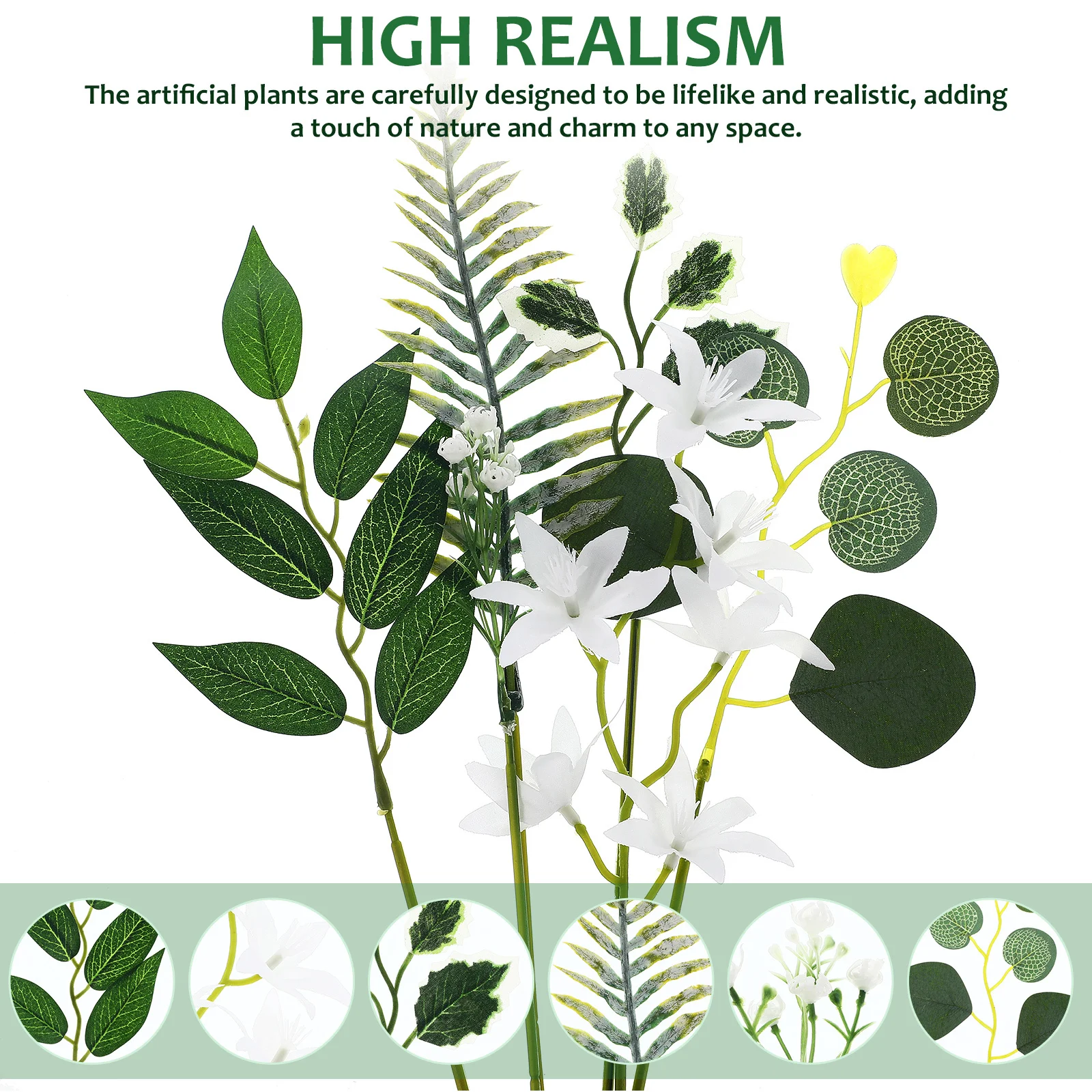 

60Pcs Artificial Greenery Realistic Faux Plant Stems Floral Centerpieces for Tables Home Party Wedding Decoration