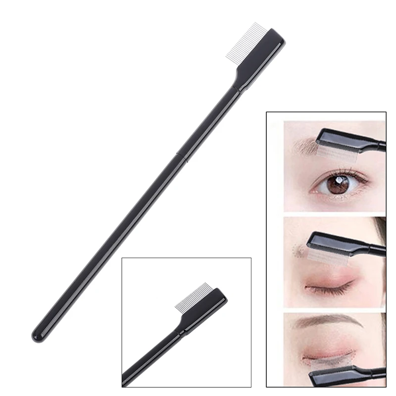 Stainless Steel Eyebrow Comb Metal  Purpose Makeup Brush Eyelash Comb with Cover  Makeup Brushes Tool