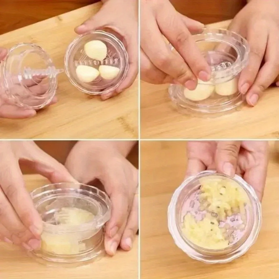 1 piece manual garlic puree grinder box: kitchen garlic pounding helper - no electricity required