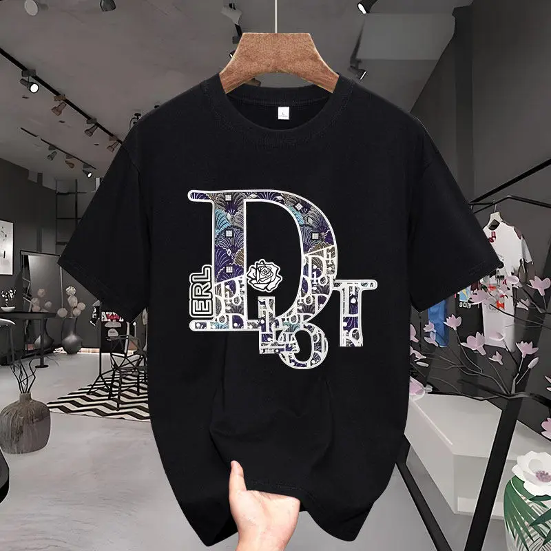 

2026 Новая мужская легкая роскошная футболка из чистого хлопка, летняя мужская и женская модная повседневная удобная уличная рубашка с короткими рукавами