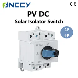 ONCCY 32A 300V 600V 1200V DC Solar Isolator Switch, 4P PV Disconnect Switch with Lock, DIN Rail Mounting for Solar Systems