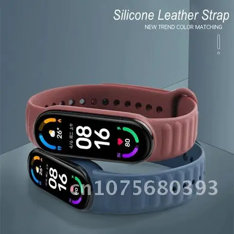 

Fashionable Personalized Silicone Leather Pattern Strap Suitable For Mi Band 6 5 Replacement Sports Wristband 2021 New