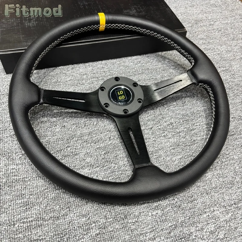 ND 15-inch 370MM classic flat-bottom steering wheel, car sports racing steering wheel, six-hole PCD 70MM