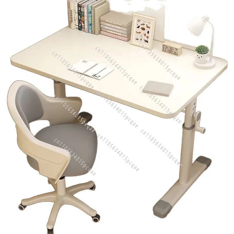 Primary School Desk and Chair Set for Home Homework Writing Height-Adjustable Children's Study Desk, Simple Desk with