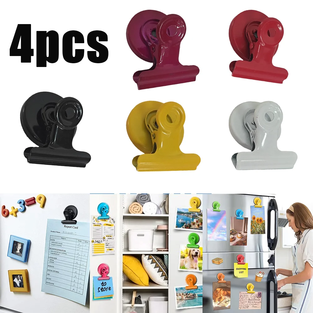 Imanes de Clip magnéticos para nevera, Color multifuncional, se aplican al refrigerador, pizarra blanca, uso de oficina, lista de notas, exhibiciones fotográficas, 4 Uds.