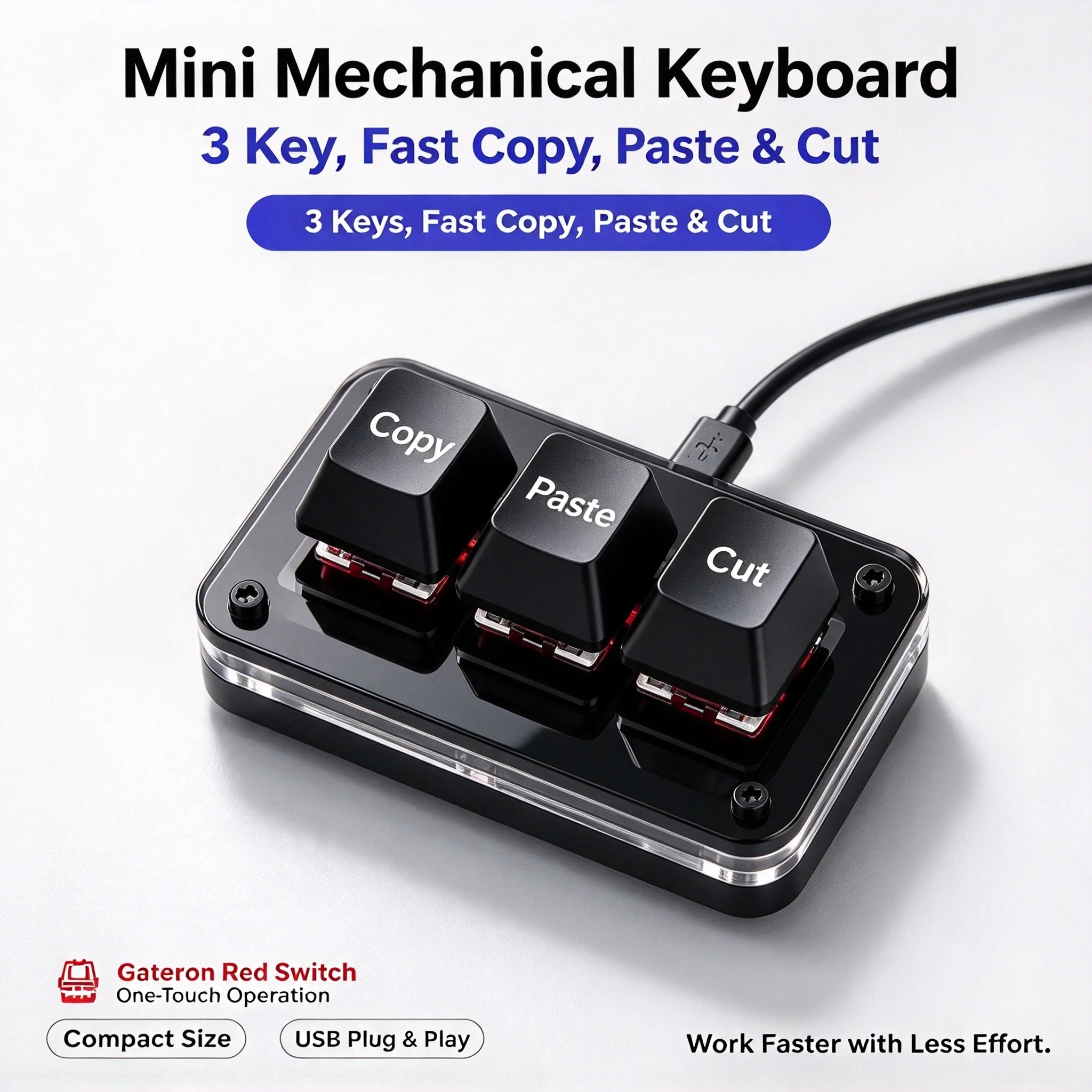 Teclado programável com retroiluminação RGB, teclas substituíveis a quente e função de macro, com interruptores mecânicos vermelhos, teclado mini port