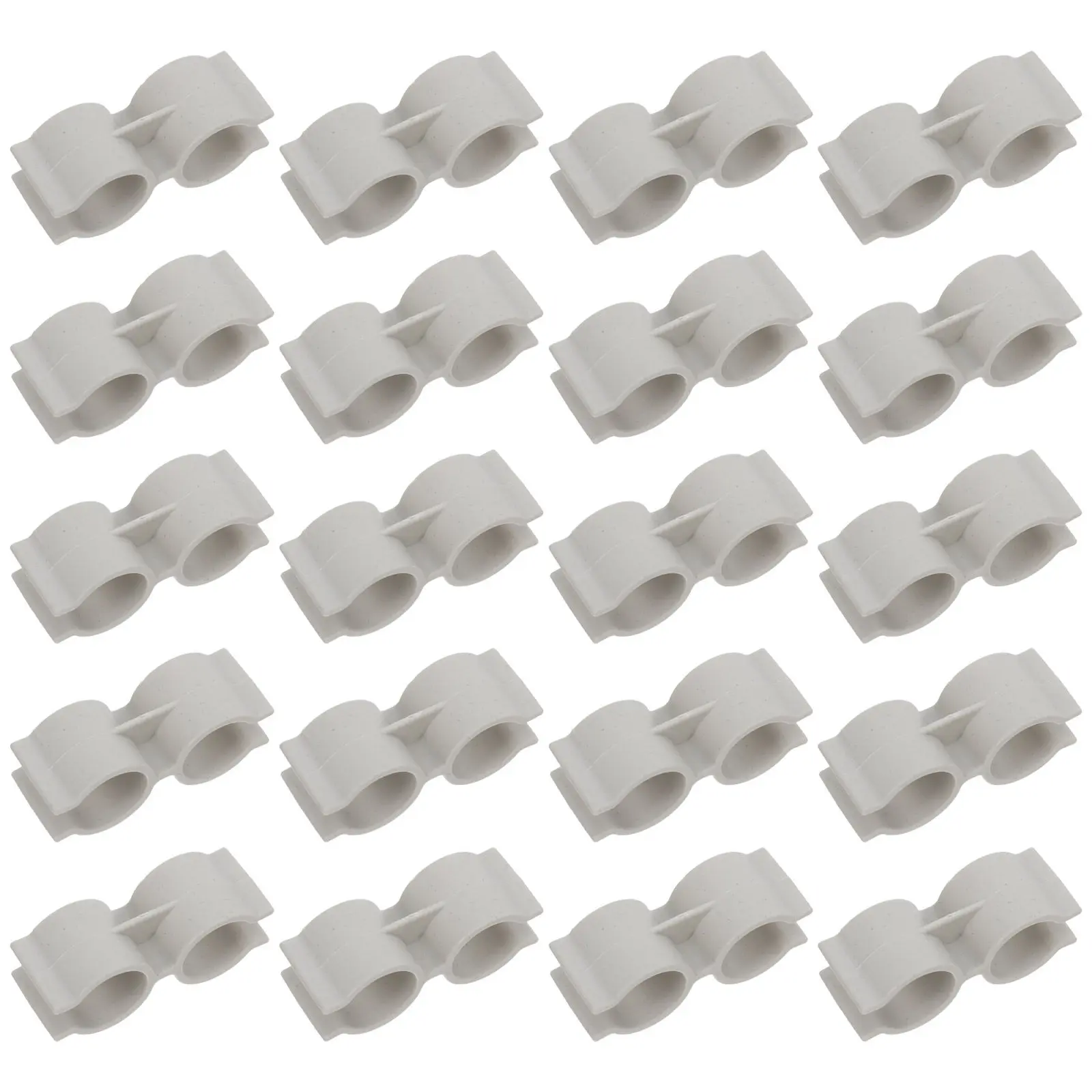 20Pcs Dustpan Broom Connection Clamp Plastic Double Port Pipe Clamp Stable Fastener Clip for Home Office Warehouse Shelf Pole