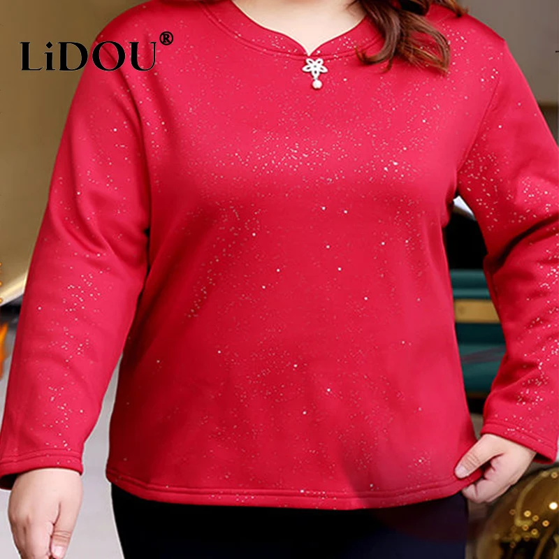 2022 Autumn New Fashion Temperament Trend Dignified Classic Simple Leggings Warm Long Sleeves Solid Color Plus-size Top Women