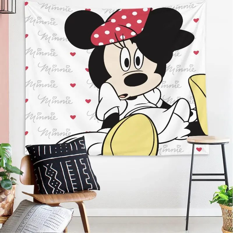 

Minnie Mickey Cartoon Printed Tapestry Wall Carpet Hanging Animal Polyester Fabric Kids Bedroom Decorative Hippie Wall