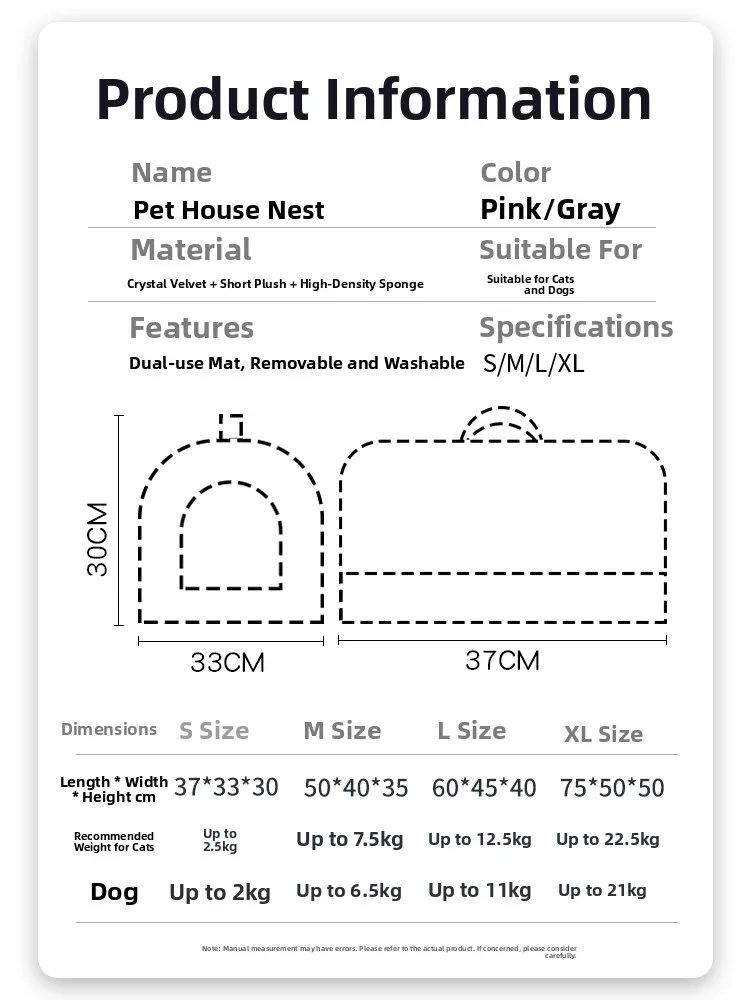 بيت كلاب قابل للفصل وقابل للغسل، دافئ للشتاء، للاستخدام الداخلي والخارجي، مناسب لكلاب التيدي الصغيرة والقطط، متعدد الطبقات من...